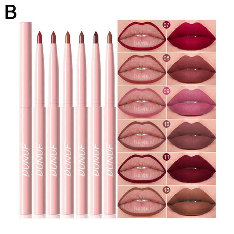 6Pcs Velvet Matte Lip Liner Pencil Set High Pigment Smooth Silky Texture Easy to Color & Define Lip Contours Daily Lip Makeup