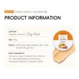 Quiyum Turmeric Vitamin C Clay Mask 90g Deep Cleansing Balance Skin Tone Smooth Rough Skin Kaolin Clay Face Mask with Aloe