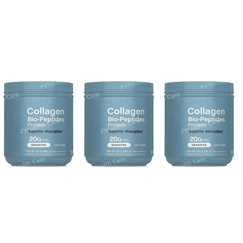 Collagen Bio-Peptides Powder Super Hair, Skin, and Nails Grassfed Protein Supplement Advanced with 18 Essential Amino Acids