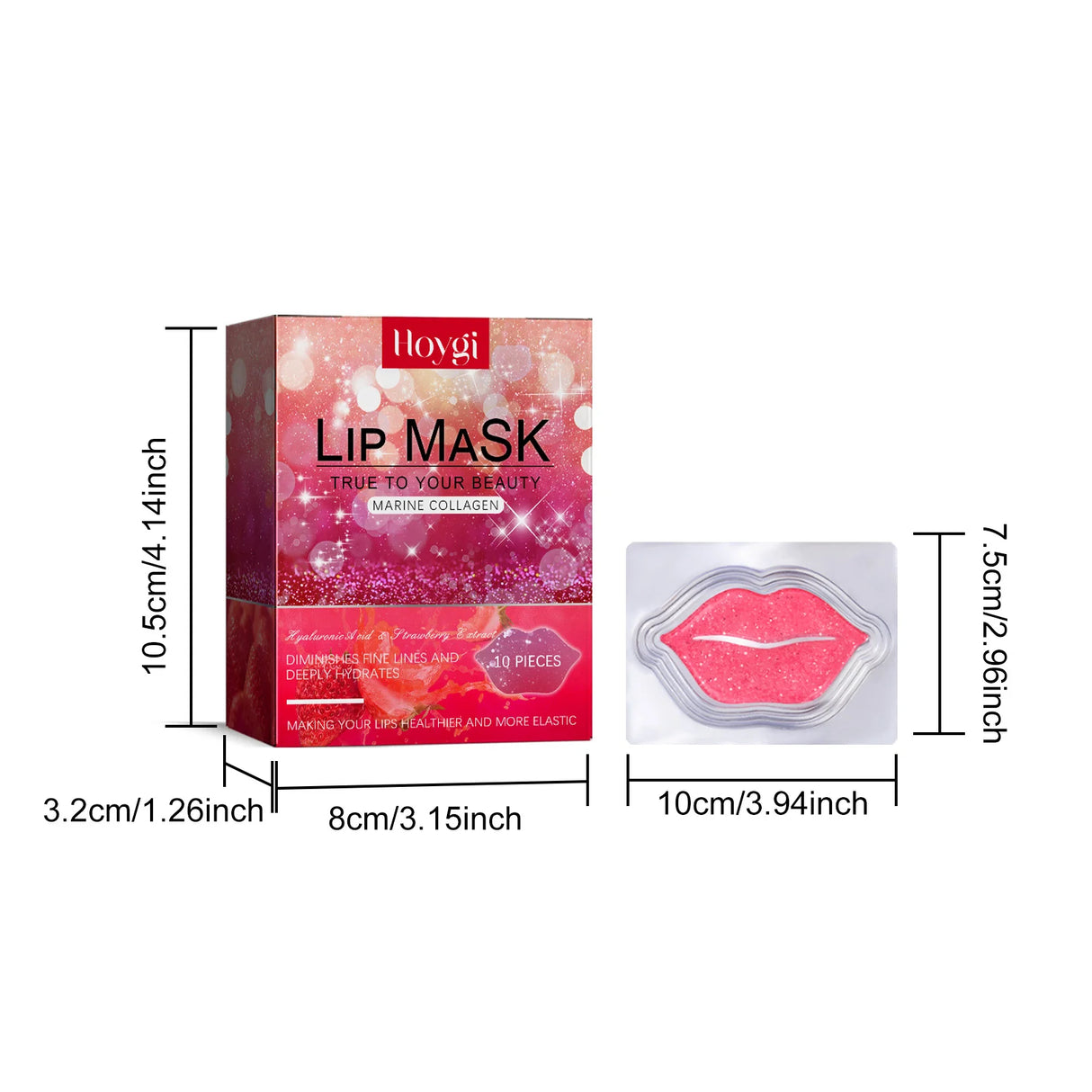 10Pcs Marine Collagen Lip Mask Nourishing Lip Care Moisture Fruits Essence Firming Moisturizing Labial Gel Patch Lips Pad Patche