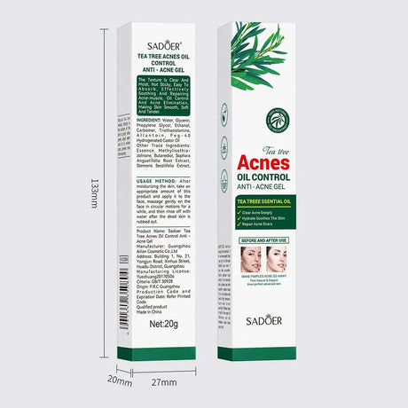 SADOER Tea Tree Acne Removing Cream Facial skincare Oil Control Face Gel Creams Hydrating Moisturizing Facial Cream Skin Care