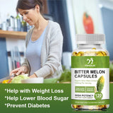Pure Bitter Melon Capsules, with Ginseng & Chromium, Support Pancreatic Health, Glycemic Stability, Daily Energy & Vitality