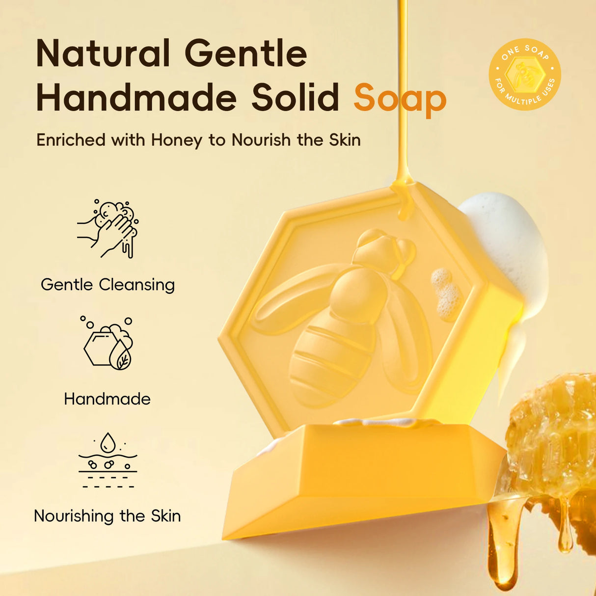 LAIKOU Honey Glow Handmade Soap 20g Smooth Skin Nourishing Gentle Cleansing Daily Body & Face Care