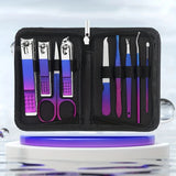 6/9/18/26pcs Manicure Set, Stainless Steel Gradient Professional Pedicure Kit Nail Scissors Grooming Kit With Travel Case