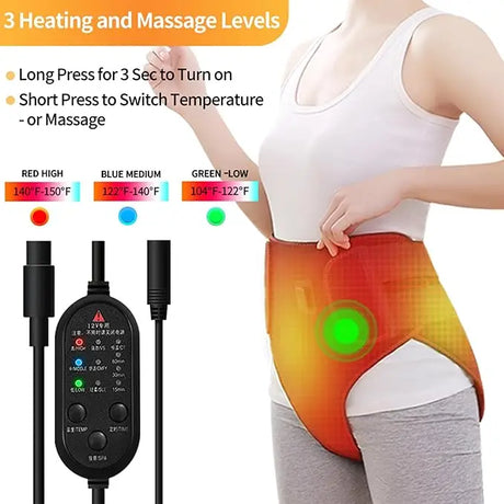 Upgrade Menstrual Period Heating Pad with Vibration Massager Electric Heated Abdomen Wrap for Abdomen Pain & Cramps Relief