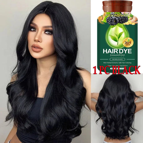 Pure Natural Herbal Hair Dye Shampoo Change Hair Color Cover Gray Hair White Hair Treatment Bubble Plant Hair Dye Hair Care