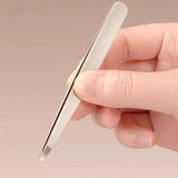 Stainless Steel Tweezers for Eyebrows, Facial Hair & Ingrown Hairs Removal - Precision Slanted Tips, Ergonomic Grip, No Electric