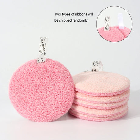 80 Round Absorbent Face Wash Pads 6Pcs, Machine Washable, Reusable Makeup Remover Tool, Suitable for All Skin Types