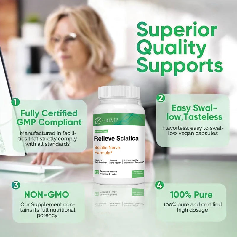 Sciatic Nerve Health Support - Helps Relieve Joint Pain Supports Daily Nervous System, Bone & Nerve Health Balances Inflammation