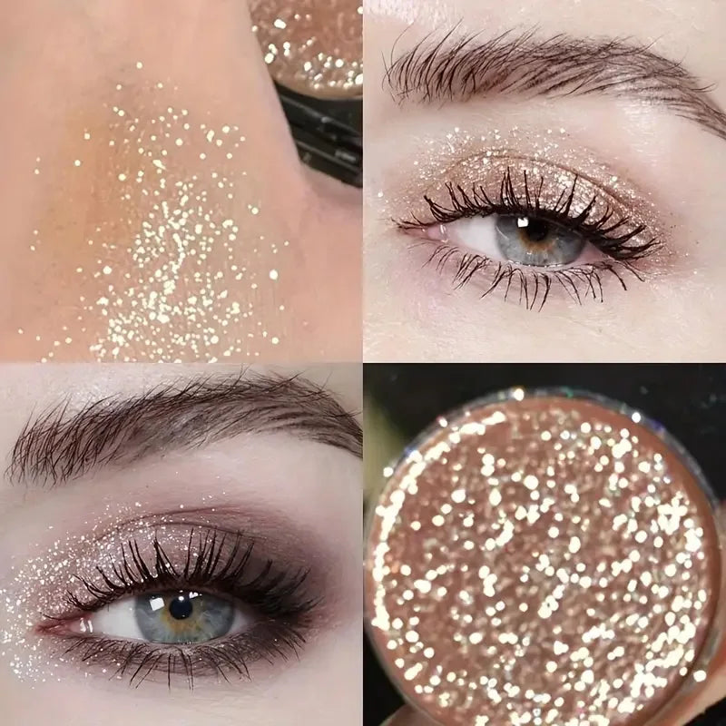Glitter Eyeshadow, Single Highlighter, Highlighter Shimmering Powder, Long Lasting Metallic Shimmer, Eyelid and Cheekbone Makeup