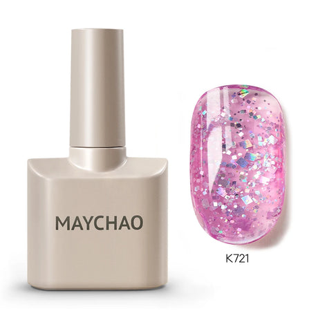 MAYCHAO Cherry Red Gel Nail Polish 12ml Glossy Semi Permanent Soak Off UV LED Frosted Gel Nails Base Painting Varnish