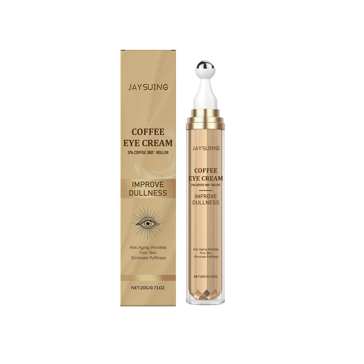 Caffeine Firming Eye Cream Fade Dark Circles Anti-Puffiness Lighten Fine Lines Under The Eyes Remove Eye Bags Roller Eye Massage