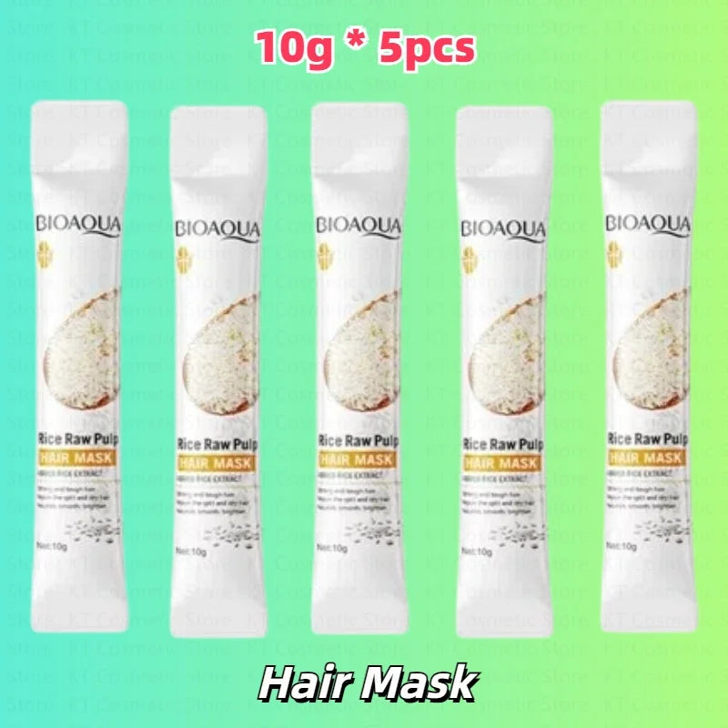 Rice Magical Keratin Hair Mask 5 Seconds Repair Damaged Frizzy Hairs Soft Smooth Shiny Moisturizing Nourish Hair Root Care