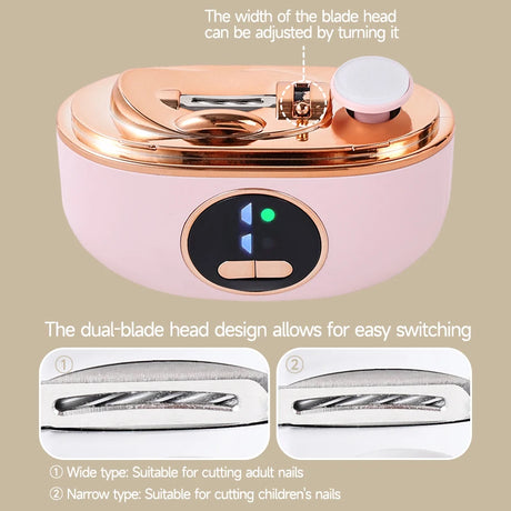 2 IN 1 Electric Nail Clipper Cutter with LED Light Automatic Nail Grinder Trimmer for Baby Adult Mini Manicure Tools Nail Care
