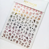 Sliver Bronzing 3D Christmas Nail Art Decoration Sticker Sparkly White Colorful Glitter Geometry Snowflake Winter Slider Foil