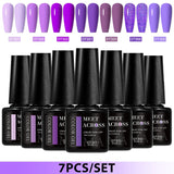 7pcs Gel Nail Polish Set HEMA Free Pink Red Glitter Semi Permanent Soak Off UV Gel Varnish Nail Art Decoration Nail Supplies DIY