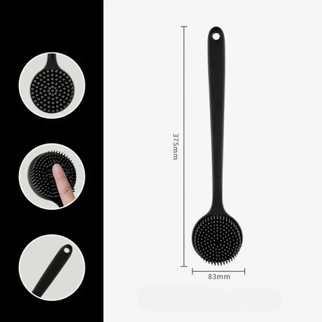 Silicone Back Scrubber Brush for Shower  Long Handle Body Deep Cleansing and Exfoliating Massage Double-Sided Soft Bristles