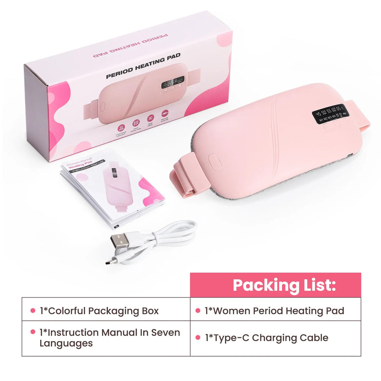 Electric Vibration Abdominal Massager 5 Levels Heating Pad For Menstrual Period Cramps Relief Waist Belly Warm Palace Belt