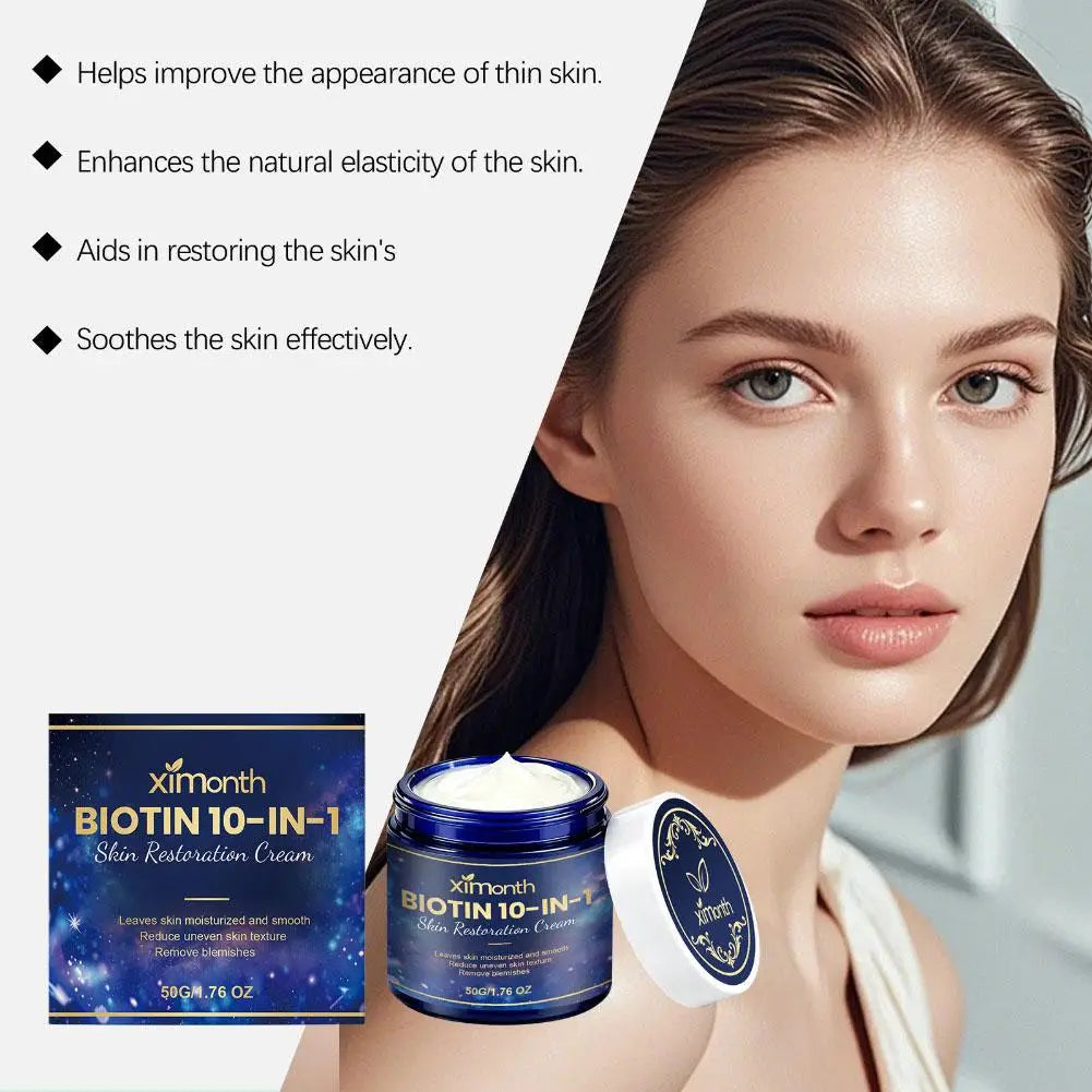 10‑in‑1 Biotin Anti‑Aging Facial Restoration Cream, Deep Smoothing Moisturizer, Nourish Repair Rough Dull Skin for Face Neck