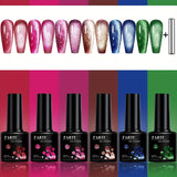 TARTU 6pcs 8ml Cat Eye Gel Nail Polish Set, 6 Colors Gel Polish Kit, Soak Off for Uv/Led, for Salon and Nail Art DIY At Home