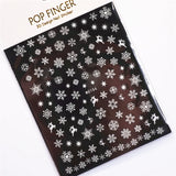 Sliver Bronzing 3D Christmas Nail Art Decoration Sticker Sparkly White Colorful Glitter Geometry Snowflake Winter Slider Foil