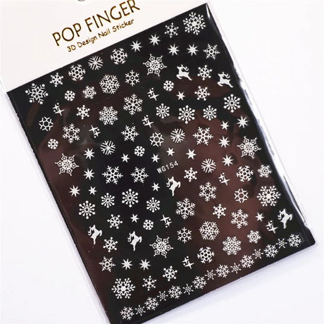 Sliver Bronzing 3D Christmas Nail Art Decoration Sticker Sparkly White Colorful Glitter Geometry Snowflake Winter Slider Foil