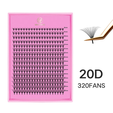 MAYOOC 320 Fans Premade Volume Fans Pointy Base Medium Stem Sharp Thin PreMade Russian Volume Fan Eyelash Extensions Custom Logo