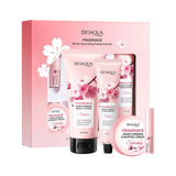 4pcs/set BIOAQUA Sakura Skin Care Sets Moisturizing Cream for Body Hand Cream Lip Balm Body Lotion Anti-Aging Skin Care Kit