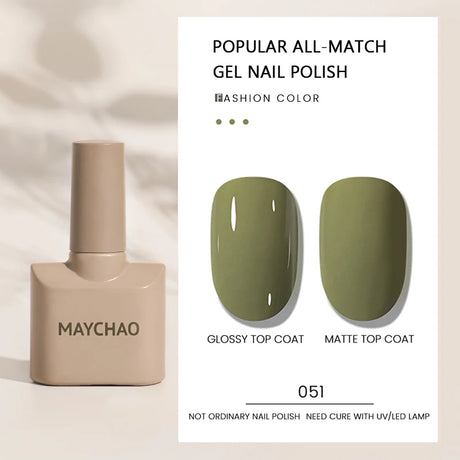 MAYCHAO Gel Nail Polish 12ML Full Coverage Base Top Coat Soak Off Gel Polish UV LED Gel Semi Permanent Varnishes Design Nail Art
