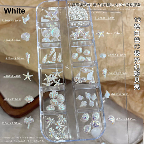 Conch Shell Coconut Tree Mermaid Tail Star Butterfly Heart Rhinestone Bowknot Christmas Snowflake Nail Art Accessory Decorations