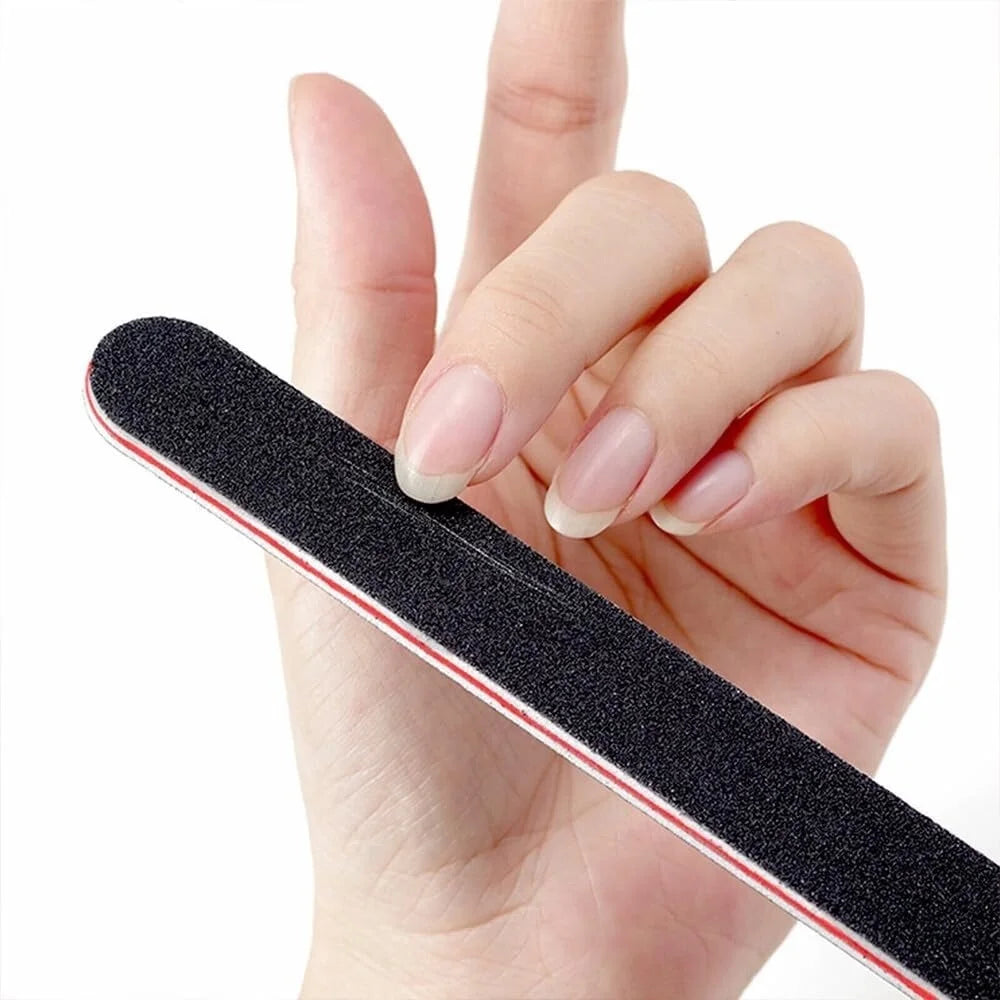 10 Pack Red Core Nail Files Professional Double-Sided 17.8x1.9cm Size for Salon And Home Use