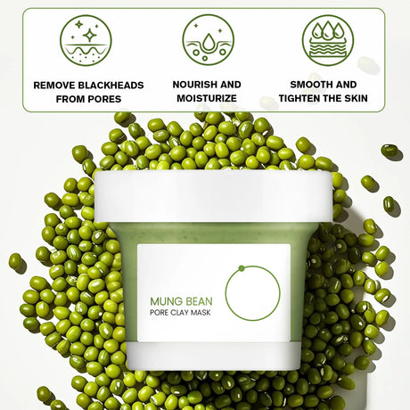 Mung Bean Pore Clay Mask 120ml - Deep Cleansing Face Mask for Blackhead Removal, Skin Brightening & Pore Minimizing