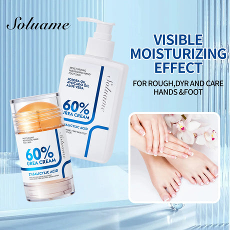 Two-Piece Set Includes 60% Urea Hydrating Foot Cream and Body Cream for Dry Cracked Hands and Heels with 2% Salicylic Acid Foot Care