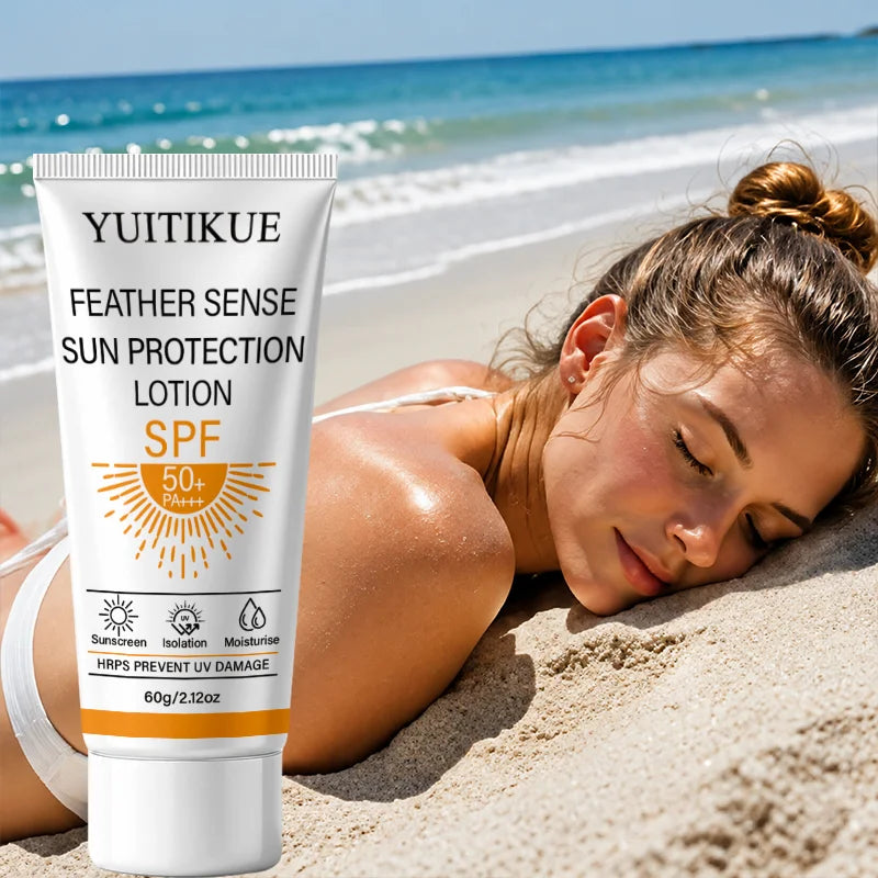 YUITIKUE SPF50+ PA++++ Sunscreen Lotion, Feather Light Sun Protection Isolation Moisturizing Cream 60g