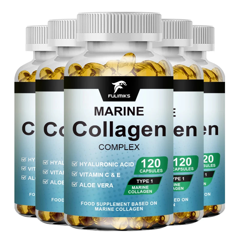 Advanced Marine Collagen Capsules, with Hyaluronic Acid, Aloe Vera & Zinc, Supports Skin Hydration, Hair Health & Vitality