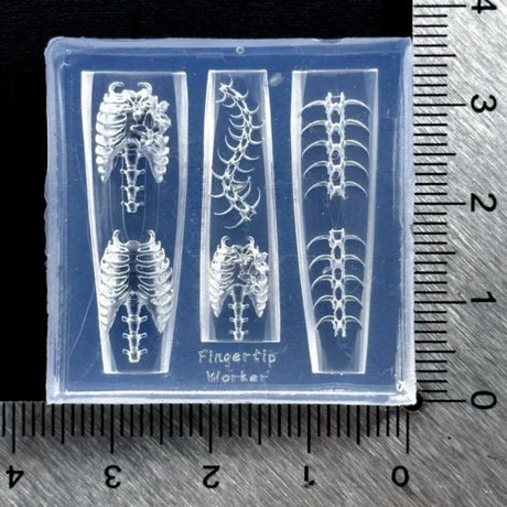 3D Silicone Nail Art Mold Ribs Spine Bone Design DIY Nail Decor Transparent Manicure Template