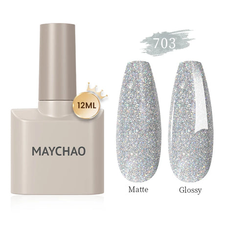 MAYCHAO Gel Nail Polish 12ML Full Coverage Base Top Coat Soak Off Gel Polish UV LED Gel Semi Permanent Varnishes Design Nail Art
