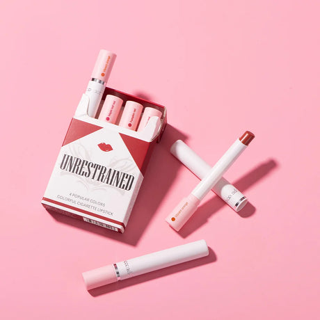 4 Colors Cigarette Shaped Lip Gloss Set Matte Velvet High Pigment Waterproof Long Lasting Non Transfer Portable Mini Lip Makeup Cosmetic
