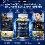 Resveratrol+NAC+NAD+Collagen Peptides+Hyaluronic Acid+Biotin Capsules, Boost Energy & Focus, Anti-Aging, Cellular Vitality