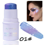 Chameleon Holographic Glitter Shimmer Highlighter Stick, Makeup for Face and Body, Color Changing Glitter Stick Under Light