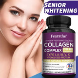 Multi Collagen Complex Capsules, 5-Type Collagen Peptides, Support Skin Hair Nail Joint Bone Nutrition Immune & Digestive Health