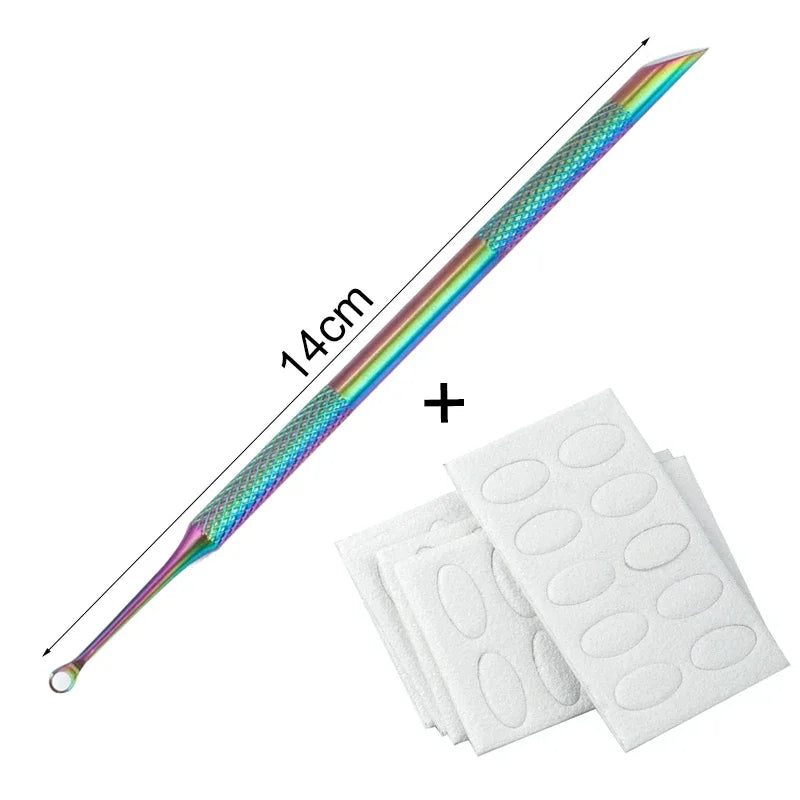 Nail Circle Beveled Head Stainless Steel Cuticle Pusher Nail Art Sanding Tablet Manicure Sticks Tool for Salon Nails Accessories