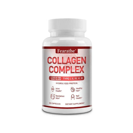 Multi-Type Collagen Complex Capsules, Natural Collagen Peptides Supplement, Support Skin Radiance, Hair, Nail & Joint Health