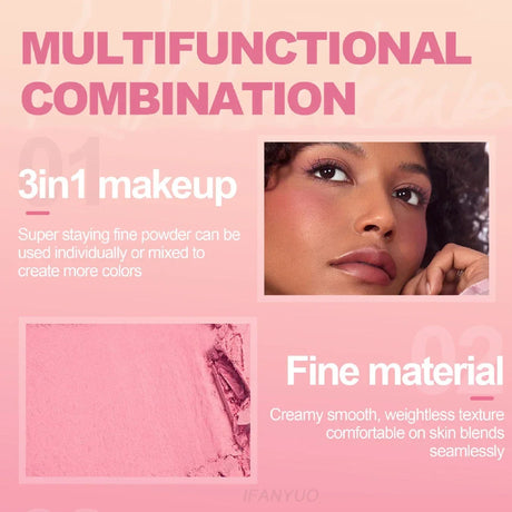 New 3 In 1 Matte Highlighter Contouring Blush Palette Pearly Shiny Eyeshadow Multifunctional Face Makeup Palette Female Cosmetic