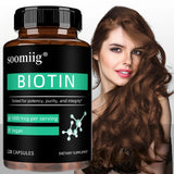 Vegan Biotin Supplement 5000 Mcg, Hair, Skin, Nails and Supports Normal Brain Function and Cognitive Abilities - 120 Capsules