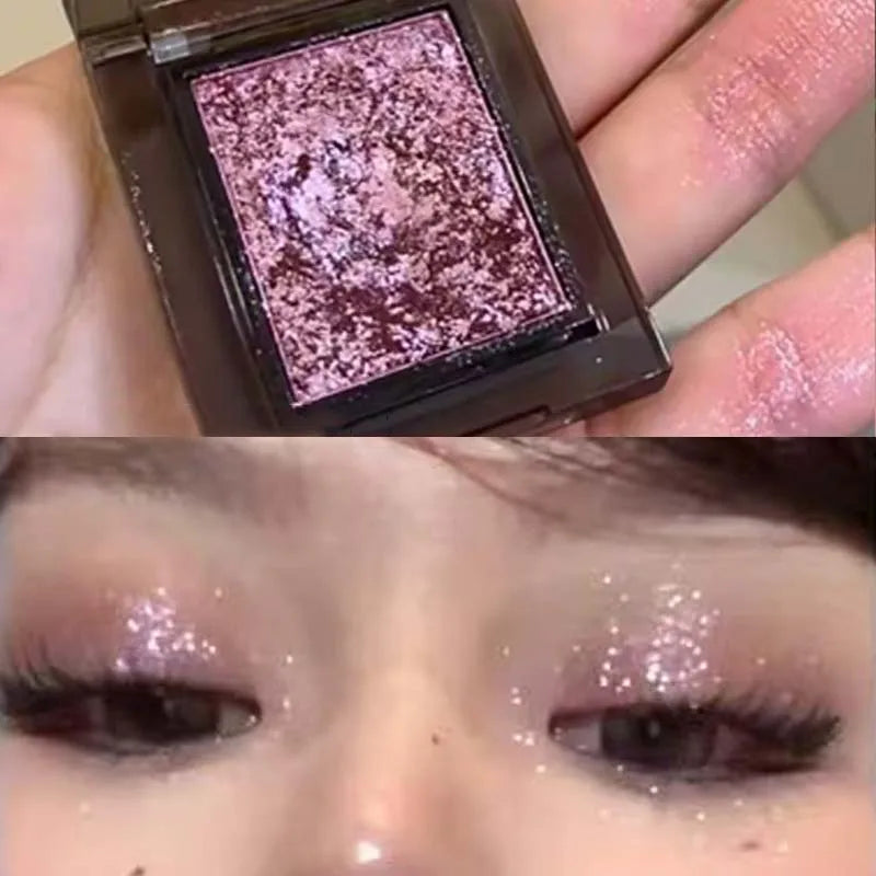 Purple Glitter Eyeshadow Makeup Pearlescent Shimmer Black Eyeshadow Plate Waterproof Long Lasting Monochrome Eyeshadow Cosmetics