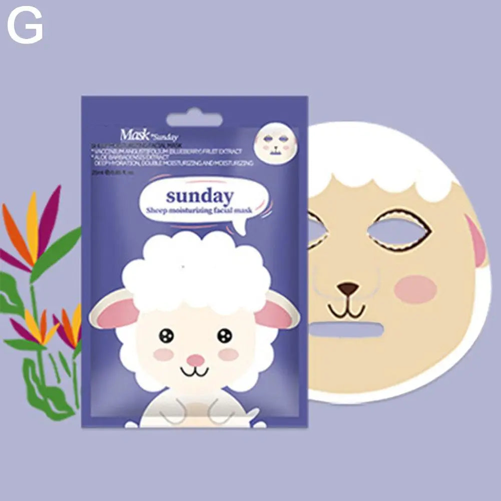 7 Styles Animal Face Mask Set Funny Panda Dog Pig Hydrating Sheet Mask for Spa Party Cute Skincare Gift for Women Girls 1/7PCS