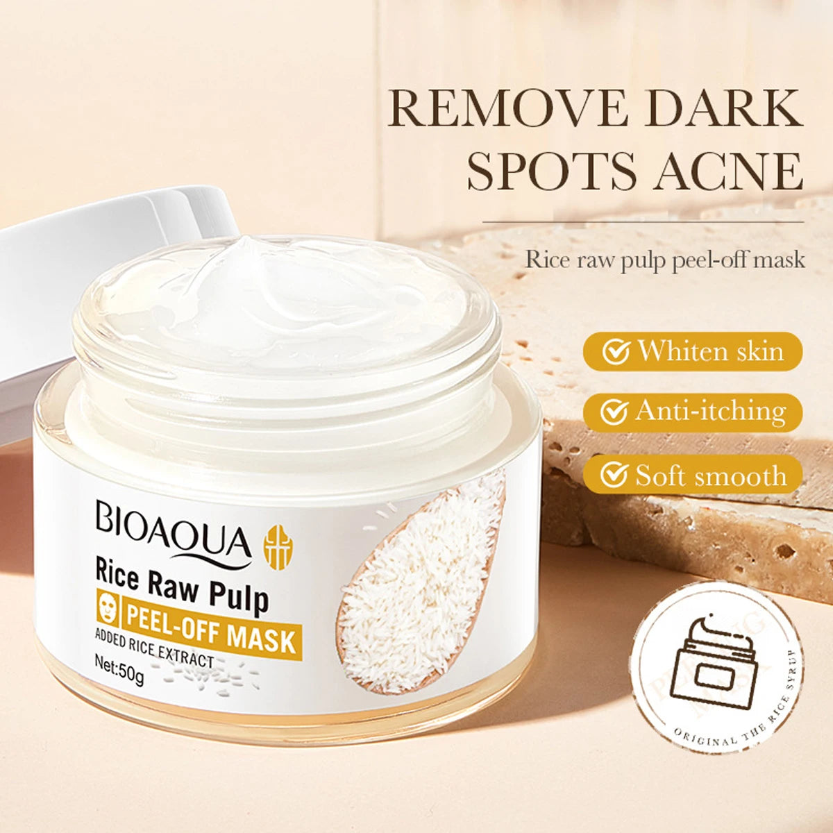 Rice Pulp Peel-Off Mask: Absorbs And Removes Blackheads And Whiteheads, Exfoliates, Whitens, Moisturizes, And Firms The Skin.
