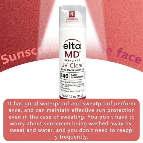 Eltamd 48ml Facial Sunscreen SPF46 UV Sunscreen Anti-Radiation Waterproof&sweatproof Non-greasy for Sensitive and Acne ProneSkin