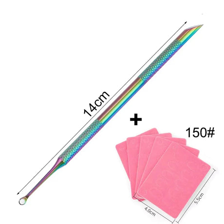 Nail Circle Beveled Head Stainless Steel Cuticle Pusher Nail Art Sanding Tablet Manicure Sticks Tool for Salon Nails Accessories